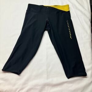 Nike Dri-Fit Livestrong Cycling Shorts Capri Pants Womens Size L Black Yellow